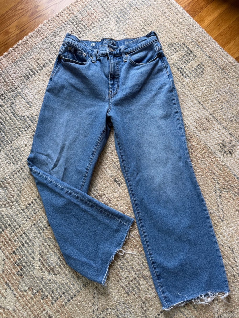 J. Crew Medium Blue Denim Slim Wide-Leg Jeans